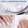 PrettyDiva White Pearl Chrome Nail Powder, Pearl Chrome Powder for Nail Mirror Effect Pearlescent Nail Glitter Powder, High Gloss Pearlescent Nail Art Glitters Powder DIY Nail Art Resin Craft