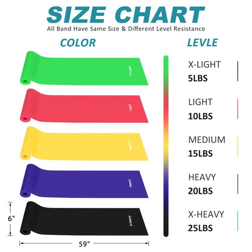 Exercise Bands for Working Out, Resistance Bands Set with 5 Resistance Levels, Skin-Friendly Elastic Bands with Carrying Pouch for Home Workout
