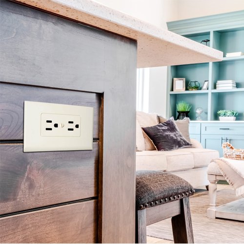 TayMac MW2500I MASQUE 1-Gang Decorator Electrical Outlet Cover Wall Plate (5-Pack), Replaces Old and Discolored Wall Plate for Electrical Outlet, Home Improvement Essentials, Ivory Polycarbonate