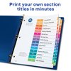 Avery 15 Tab Dividers for 3 Ring Binders, Customizable Table of Contents, Multicolor Tabs, 6 Sets (11197)