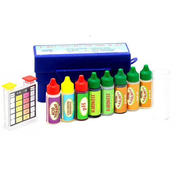 WWD POOL Swimming Pool Spa Water Chemical Test Kit for Chlorine and Ph Test (6 Way Test Kit)
