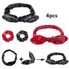 AEDOVE 4 Pcs Bandana Headbands for Women, Twist Knot Retro Print Headbands, Sports Hair Bands for Women's Hair, Soft Elastic Headbands, Simple Versatile Hair Accessory Headbands for Women (Red+Black)
