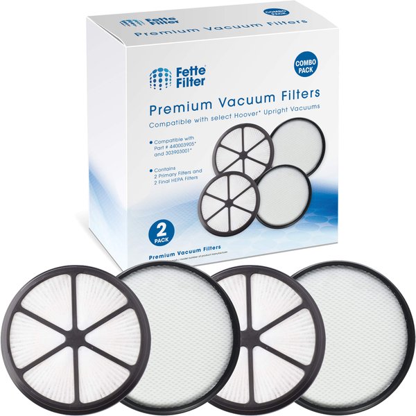 Fette Filter - Vacuum Filter Set Compatible with Hoover UH72400, UH72400, UH72401, UH72402, UH72405, UH72406, UH72409. Compare to Part #440003905 & 303903001 (4 Pieces)