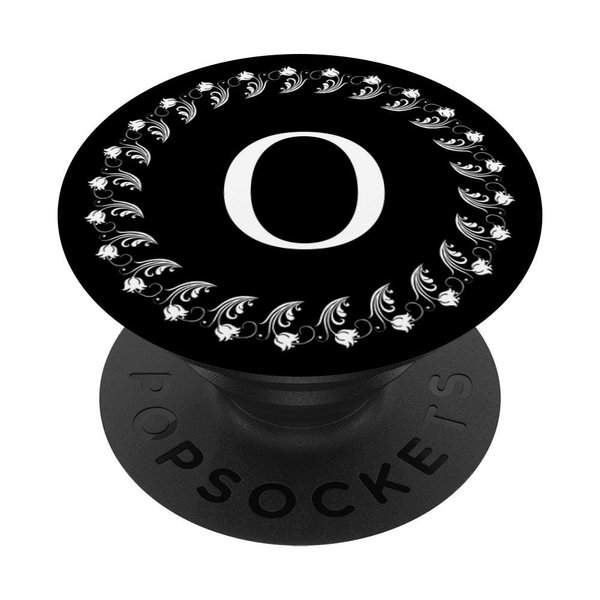 Phone Pop Up Holder,Cute Rose Flower Print White Letter O PopSockets Grip and Stand for Phones and Tablets
