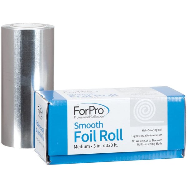 ForPro Smooth Aluminum Foil Roll, 320 Ft Hair Foils for Color Application and Highlighting Services, Silver, Medium, 5" W