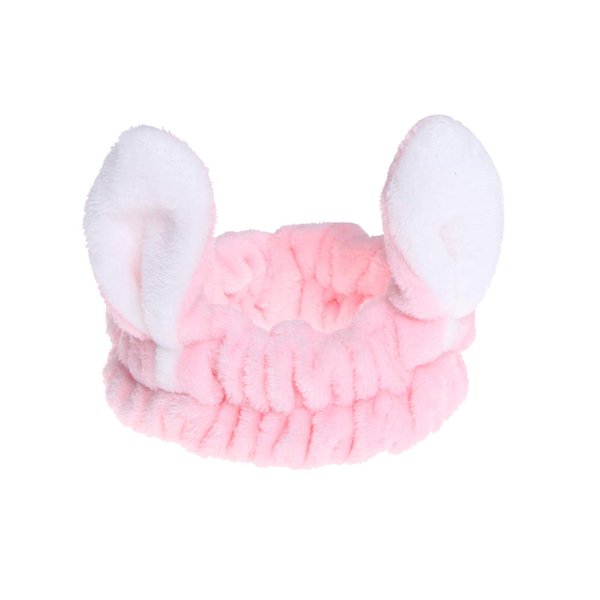 366DAYS Cute Bunny Ear Headband,Face Wash Makeup Spa Headbands,Soft Carol Fleece Hairlace Headband for Women (Pink)