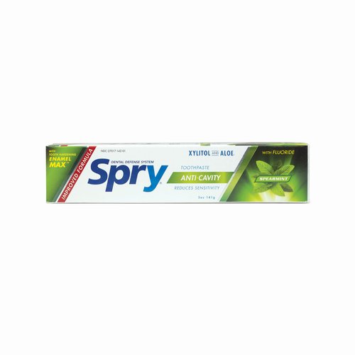 Spry Xylitol Toothpaste 5oz, Fluoride Toothpaste Adult and Kids, Teeth Whitening Toothpaste with Xylitol, Natural Breath Freshening, Mouth Moisturizing Ingredients, Spearmint (Pack of 2)