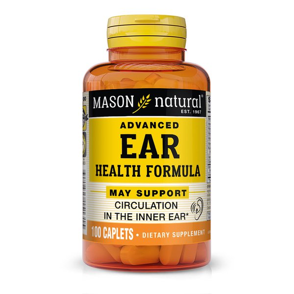 MASON NATURAL Advanced Ear Health Formula - Supports Healthy Circulation in The Inner Ear, Ringing Ears Relief, 100 Caplets