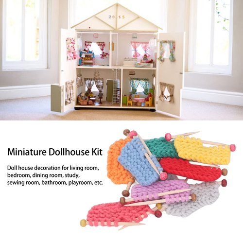 Dollhouse Wool Yarn Knitting 9 Pcs, Miniature Hand Made Wool Knitting Sweater Decoration for 1:12 Doll House Bicycleseatpost Accessories Toy