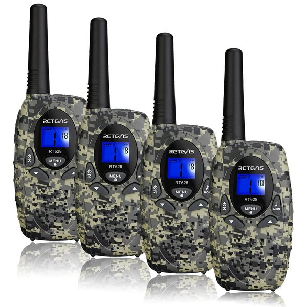 Retevis RT628 Walkie Talkies for Kids, 2 Way Radio Long Range, Walkie Talkies for Boys Girls Age 6-12, VOX, Army Toys for Camping Hiking (Camo, 4 Pack)