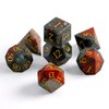 Febote Natural Gemstone Dice Set, 7 Pcs Bloodstone DND Dice with Box Used for Dungeon and Dragon Dice Games D4 D6 D8 D10 D% D12 D20 (Bloodstone)