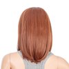 SWACC Short Straight Bob Wig with Bangs Synthetic Colorful Cosplay Daily Party Flapper Wig for Women with Wig Cap (Dark Copper Red)