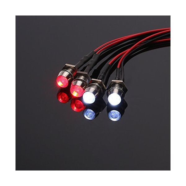 OGRC 4Pcs RC LED Lights Kit Accessories RC Headlights/Taillight Kit Accessories for 1/10 1/8 Modes for Traxxas HSP Redcat RC4WD Tamiya ARRMA Axial SCX10 D90 HPI HSP RC Car（2 White+2 Red）