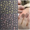 Flower Nail Art Stickers, Cherry Blossoms Nail Decals 3D Self-Adhesive Rose Gold White Sliver Gold Cherry Blossom Spring Nail Design Manicure Tips Nail Decoration for Women Girls Kids(4Sheets)