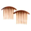 2 Brown Big Huge Hair Comb set pack Silver plastic teeth side clip 4 inches wide