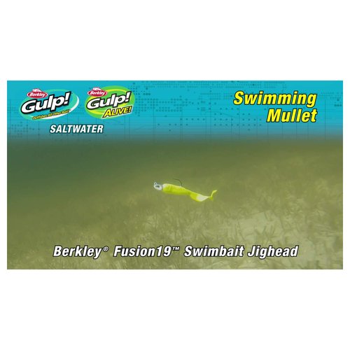 Berkley Gulp! Alive! Swimming Mullet Soft Fishing Bait Chartreuse, 3 inch - Pint 4x7