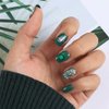 Sakytal St Patricks Day Press on Nails Green Glossy Oval Fake Nails Glitter Shamrock False Nail for Women and Girls (Gloss)