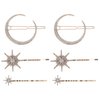 minkissy Snowflake Hair Clips Christmas Hair Accessorie Golden Crystal Moon Star Hair Clips for Women Girls Hair Barrettes Hair Pin Side Clip 6Pcs Set