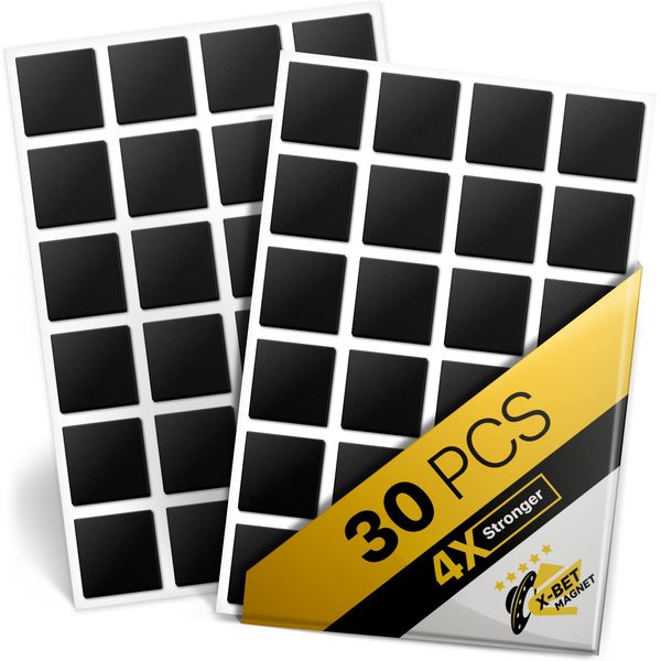 Magnetic Squares - Self Adhesive Magnetic Squares (Each 4/5" x 4/5") - Industrial Flexible Sticky Magnets - Peel & Stick Magnetic Sheets - Tape is Alternative to Magnetic Stickers, Magnetic Strip