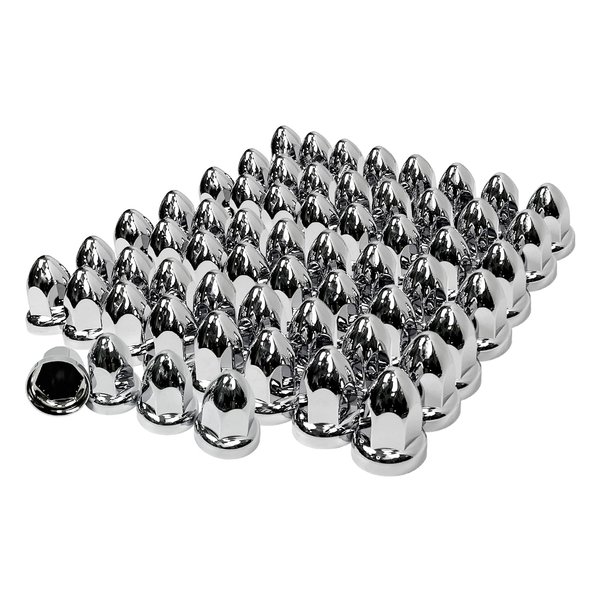 Grandroad auto 60 Pack Lug Nut Covers for Semi Trucks, 33mm by 2-1/2" Push-on Chrome Flat Top Nut Cover Caps ABS Plastic Anti-Rust Lug Nut Covers
