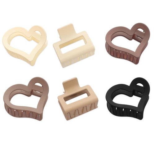 HomeSoGood 6 Pcs Hair Claw Clips,Heart Hair Claw Barrettes, 2" Cute Medium Rectangle Hair Jaw Clips for Women Girls