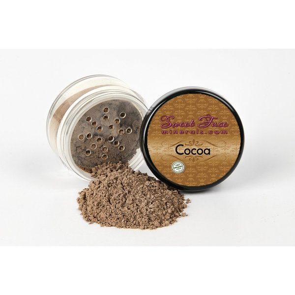 Sweet Face Minerals (Cocoa) (30gm Jar) FOUNDATION Mineral Makeup with SPF 18+, Full Coverage Matte Loose Powder, Bare Face Cosmetics
