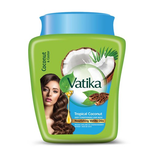 Dabur Vatika Naturals Hair Mask - Deep Conditioning Hair Mask for Dry and Damaged Hair - Natural Hair Care Solution with Intense Moisture & Rejuvenation Benefits - Tropical Coconut & Castor Oil (500g)