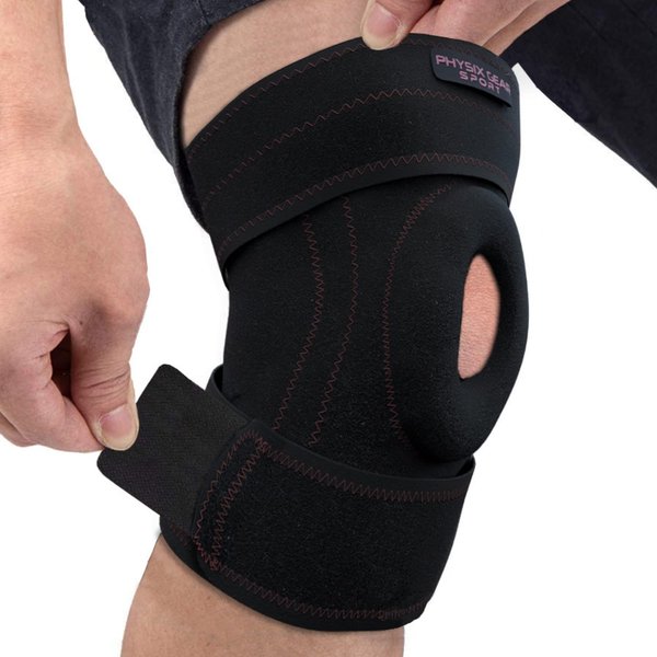 Physix Knee Brace with Side Stabilizers & Adjustable Straps - Knee Brace for Meniscus Tear, Knee Wraps for Pain, ACL, MCL, OA, Running, Workouts - Open Patella Knee Braces for Men & Women (S, Pink)