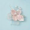 CASOLVX Bridal Small hair comb Crystal Hollow Leaf flower side comb suitable for brides bridesmaids and flower girls with wedding or Children's party 2PCS (Pink)
