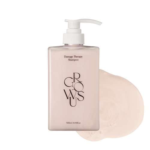 GROWUS Damage Therapy Shampoo, Nourishing Shampoo for Dehydrated, Brittle and Frizzy Hair, 16.9 fl.oz, Bulgarian Rose Scent, Free from Paraben, Sulfate