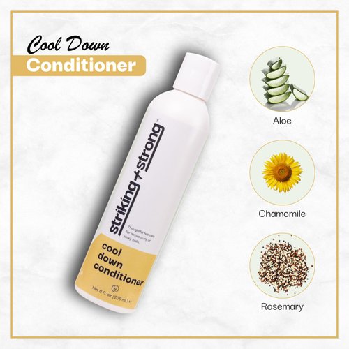 Striking + Strong Cool Down Conditioner for Curly Hair | Sulfate, Paraben, Silicone Free | Hydrating & Nourishing with Aloe, Quinoa & Sunflower Oil | 8oz