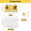 REWIDPARTY Bee 1st Birthday Party Invitations with Envelopes & Stickers（Set of 15） Bee Theme Shaped Fill-in Invitations One Year Old Invites Cards Bee Birthday Baby Shower Party Supplies for Kids