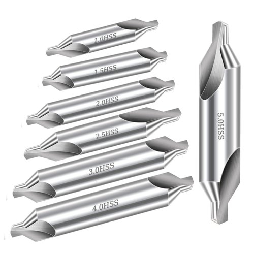Aleric Center Drill Bits Set - High Speed Steel Center Drill Bits Kit Countersink Tools for Lathe Metalworking, 7 pcs 60-Degree Angle Center Drill Bits in Size 1.0 1.5 2.0 2.5 3.0 4.0 5.0