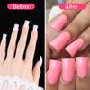 iNenk Long Duck Fan Flare Nail Tips, 500PCS Clear Natural Crystal Duck Feet Styel for Wide French False Nail Extension, Half Cover Acrylic Nails Professional for Y2K-inspired Designs(10 Size Natural)