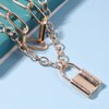 Yheakne Punk Layered Lock Choker Necklace Gold Padlock Pendant Necklace Chunky Paper Clip Chain Necklace Vintage Statement Necklace Chain Jewelry for Women and Girls Gifts for Her