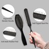 LLMSIX 2PCS Wire Wig Brush, Stainless Steel Synthetic Brush with Ball Tips Gentle Wig Detangling Brush Comb Travel Size Styler Brush for Defining and Separating Curls Wigs Natural Hair (Black)