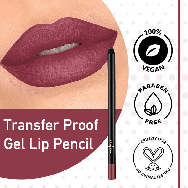 Mellow Cosmetics Gel Lip Pencil - Matte Liner for Women - Long-Lasting & No Bleeding - Organic, Natural, Vegan, Cruelty-Free - Paraben-Free Makeup - Harper - Harper