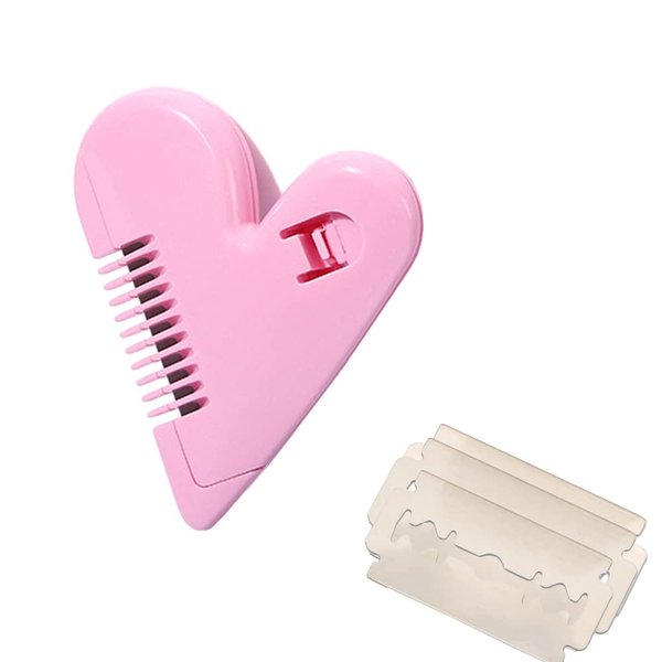 Booge Peach Heart Double Sided Hair Trimmer with 10 Razor Blades for Women, Girls