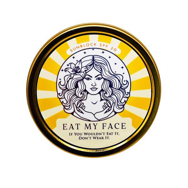 Grass-Fed Tallow Reef-Safe Sunscreen SPF 20 - Eat My Face, Non-Nano Zinc for Natural UV Protection - With Shea Butter, Cocoa Butter & Sea Buckthorn - Pleasant Vanilla Scent - 4.0 fl oz