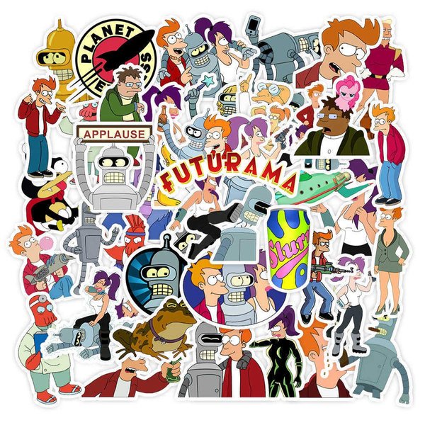 N2 Laptop Futurama Stickers Aloa Mars! Stickers 50PCS Water Bottles Stickers Waterproof,Aesthetic,Trendy Philip J.Fry Stickers for Teens,Girls Perfect for Phone,Travel Case, Wall DIY (Futurama)