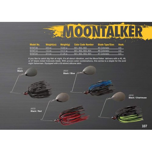 Booyah Moontalker Spinner-Bait Bass Fishing Lure, Black/Red, 3/4 oz (BYMT34603)