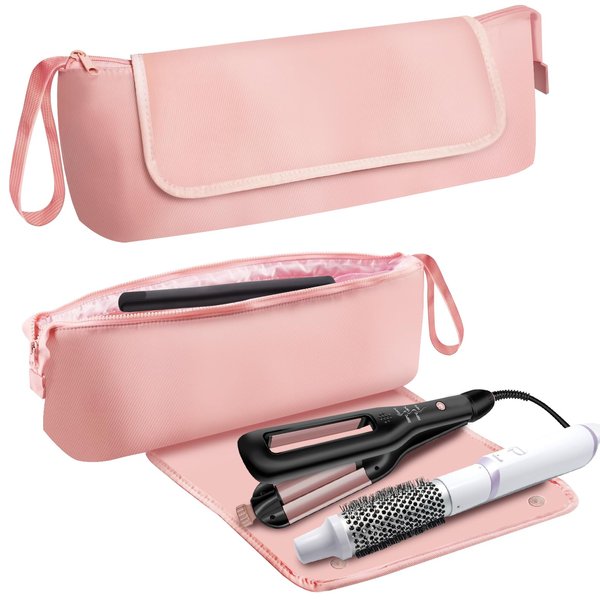 Hair Tools Travel Bag with Heat Resistant Mat, Neoprene Portable Organizer for Flat Irons, Straighteners, Curling Irons, and Hair Care Accessories with Interior Pockets Great Travel Essentials