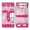 Gift for Women/Men,Nail Care kit Manicure Grooming Set with Travel Case - Yougai 18 Piece Stainless Steel Manicure Kit (Pink)…