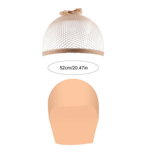 WXJ13 4 Packs Halloween Makeup Latex Bald Caps with 4 Nylon Wig Caps for Kids Teens, Head Wig Cap Costume for Halloween Party Adult Costume Accessory