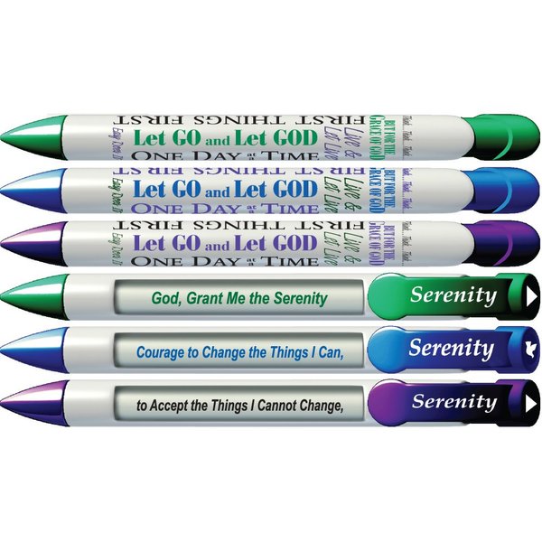 Greeting Pen "Serenity Prayer" Inspirational Prayer Pens with Rotating Messages, 6 Pen Set (36027)