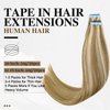 LADY MIRANDA 16 Inch Tape in Hair Extensions Human Hair 40g/20pcs Blonde Hair Extensions Soft Hair Extensions Real Human Hair Invisible Tape in Hair Extensions (9A/60, 16 Inch)