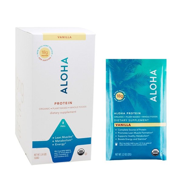 ALOHA Organic Plant-Based Protein Powder, Vanilla, 1.14 Pounds (518g) (Packaging May Vary)