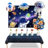43 Pcs Outer Space Party Supplies Set, Space Theme Party Favors Kids Birthday Baby Shower Decoration, Including Background cloth tablecloth Balloons Ribbons and Cake Toppers