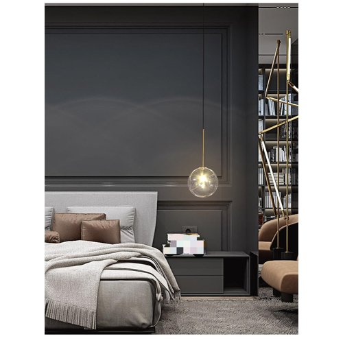 Bubble Chandelier, Modern Gold Clear Glass Globe Pendant Light Fixture, Handcrafted Glass Shade Chandelier, Mini Pendant Lighting for Kitchen Island Dining Room Bedroom