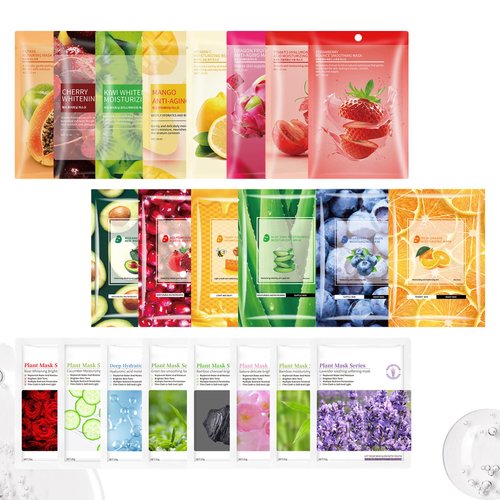LJYBoBin 22PCS Facial Mask,Moisturizing Face Mask Sheets Set,Hydrating Facial Sheet Mask Gifts Set for Women